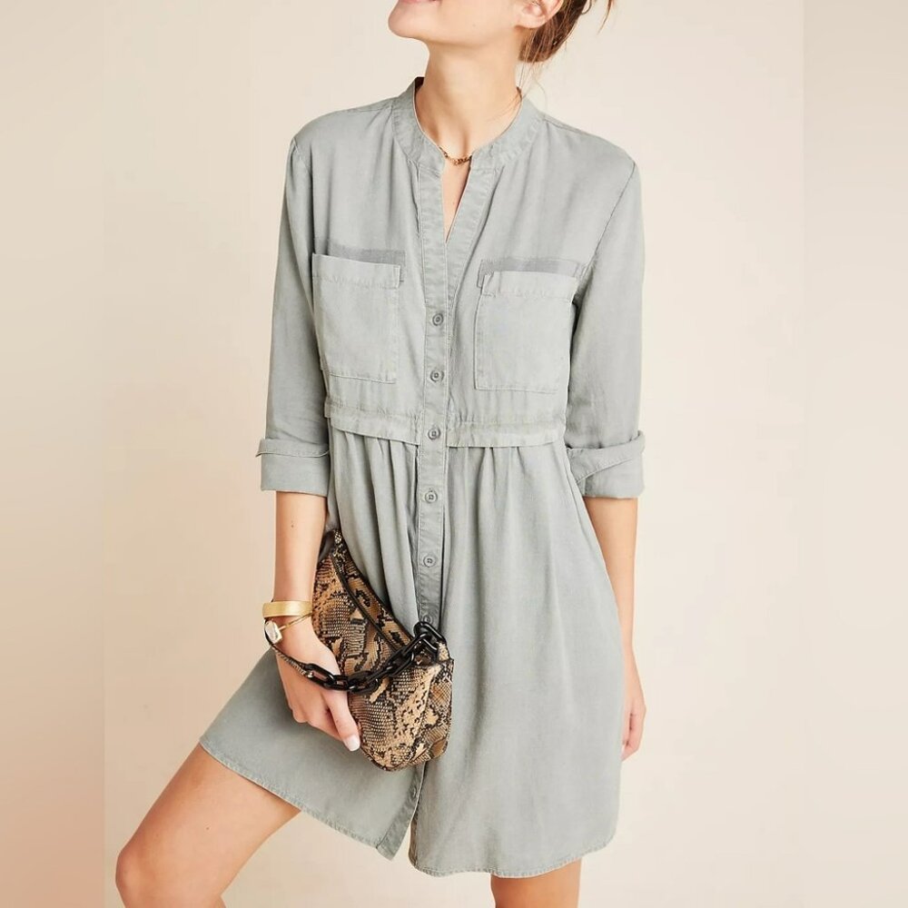 Anthropologie Gray Long Sleeve Dress